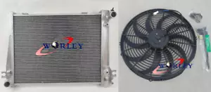 Aluminum Radiator + Fan For 1982-1993 BMW 3 E30 320i 323i 325i 325ix 325e M20 AT - Picture 1 of 6