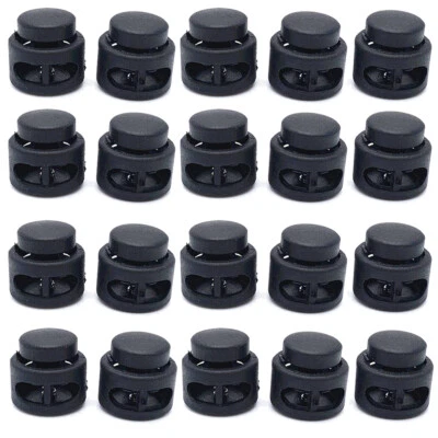 Abrazadera de bloqueo de cable Paracord negra 20 piezas 2 orificios clip de palanca tapón accesorios EE. UU. Foto 1 de 4