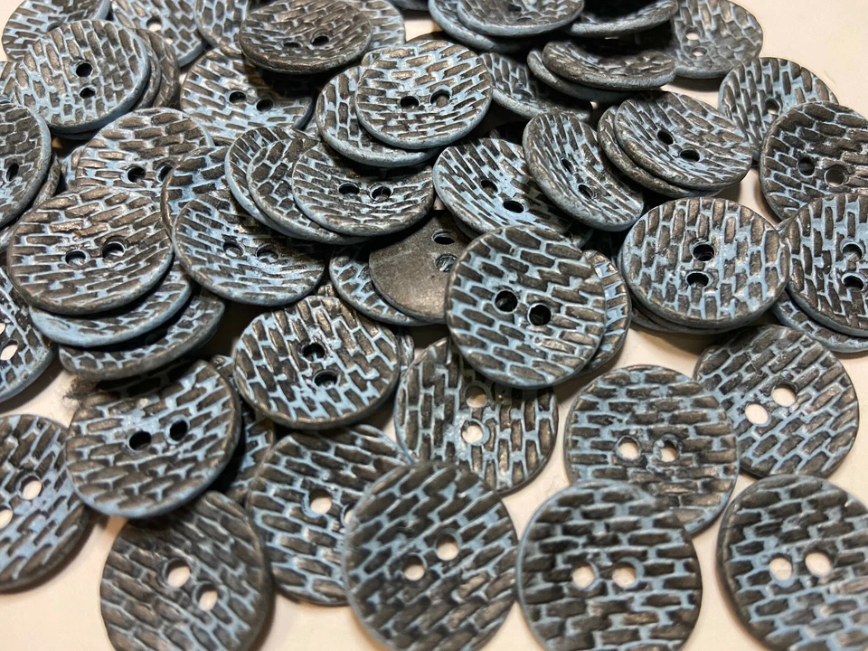 Vintage Metal Button Pewter/Dusty Blue Patina Finish 13mm 18mm 23mm 2hole - Image 1 of 1