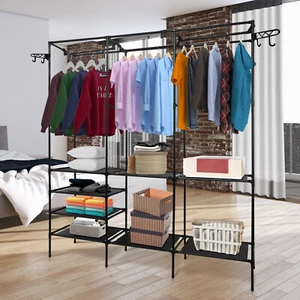 Adjustable Heavy Duty Closet Storage Shelf Garment Rack Metal Clothes Organizer - Picture 1 of 28