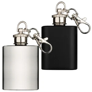 Mini Flachmann 1oz / 28,3 ml mit Schlüsselanhänger Edelstahl kleiner Hip Flask - Picture 1 of 7