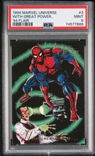 Spider-Man Peter Parker 1994 Flair Marvel Universe 3 PSA 9 MINT With Great Power