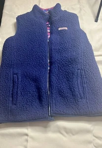 VINEYARD VINES Sherpa Vest Ladies S Girls 14 Reversible Blue Pink Plaid EUC - Picture 1 of 8