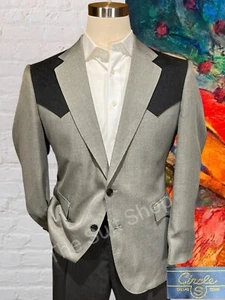 Circle S Mens 42R Gray Black Textured Western Blazer Sport Coat Jacket - Picture 1 of 14