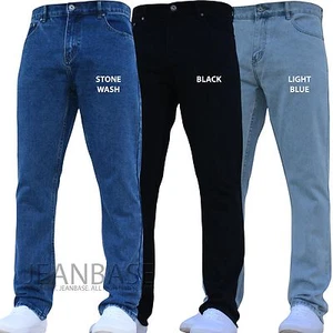 NEW MENS DENIM & DYE STRAIGHT LEG REGULAR BASIC JEANS ALL WAIST SIZES JEANBASE - Picture 1 of 4