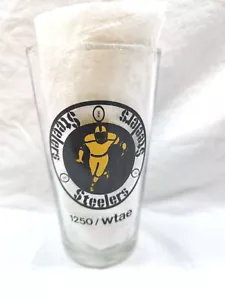 Vintage Ultra RARE 60s PITTSBURGH STEELERS Glass 10oz TUMBLER 5" Tall WTAE 1250 - Picture 1 of 3