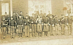 Belgium Military Unit With Swords Real Photo Postcard - Picture 1 of 2