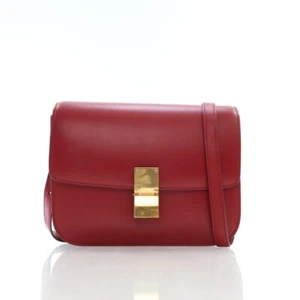 Celine Box Bag Calfskin Gold Red Women's - Picture 1 of 19