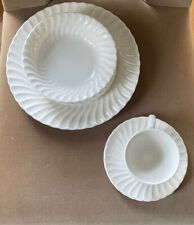 Off White Swirl China 20 Piece Place Setting Dinner&salad Plate/bowl/Cup/Saucer