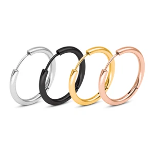 Men Women Stainless Steel Small Huggie Earrings Cartilage Lip Piercing Nose Hoop