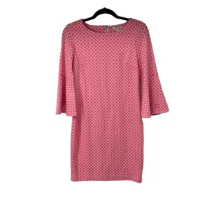 Tyler Boe Pink White Print Bell Sleeve Sheath Dress Sz S Women’s Party Guest - Picture 1 of 10
