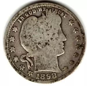 Cuarto de barbero 1898 en BUEN + estado ~ LLANTAS COMPLETAS ~ VER EL ESCANEO stk b018 - Imagen 1 de 5