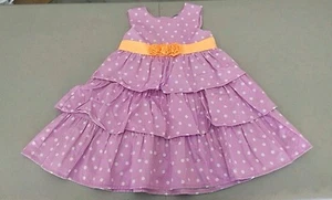 Toddler Girls CARTERS Purple White Polka Dot Tiered Ruffle HOLIDAY Dress, 3T - Picture 1 of 3