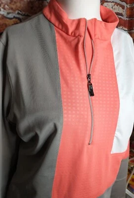 Chaqueta Bolle Alto Rendimiento Tenis Golf 1/4 Cremallera Grande Gris Coral Blanco Nueva Sin Etiquetas Foto 1 de 4