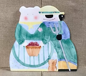 Vintage Keramik Bauer Kuh Schwein Frau Untersetzer anthropomorph Märchen Bauernhof Kern - Bild 1 von 6