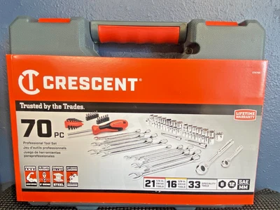 Crescent-70 Piece Tool Set -3/8" Drive Metric and SAE 6 & 12 Point Chrome-CTK70C - Image 1 of 4