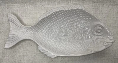 Bordallo Pinheiro Portugal Fisch Keramik Teller 27,5x14,5x3,5cm weiß - Bild 1 von 4