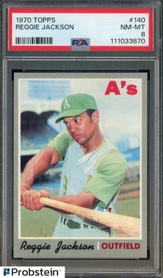 1970 Topps Baseball #140 Reggie Jackson Oakland A's Salón de la fama PSA 8 casi nuevo-como nuevo Foto 1 de 2
