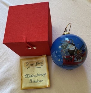 Weihnachtskugel "Nikolaus" Handarbeit Glaskugel Niederthäler Hof,  ca. 8 cm  Ø - Bild 1 von 2