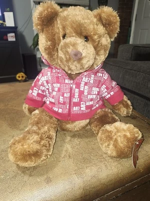 Oso de peluche Aeropostale Aero peluche rojo sudadera con capucha juguete animal de peluche 16" A87 Foto 1 de 4
