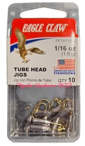 Eagle Claw PFTH116-G TUBE Head 1/32oz Fishing Jig Freshwater Lure 10pk - Picture 1 of 2