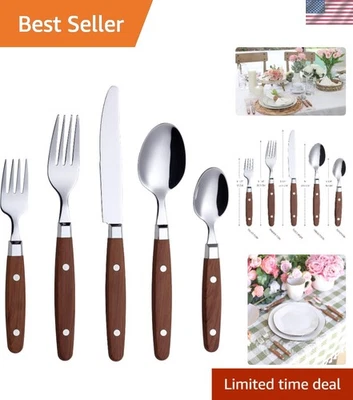 Elegante conjunto de talheres de 20 peças com alças coloridas - Perfeito para reuniões - Imagem 1 de 4