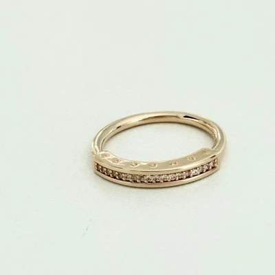 Pandora 14K Oro Rosa Chapado Firma Transparente Circonita Pavé Anillo Talla 6 Foto 1 de 4