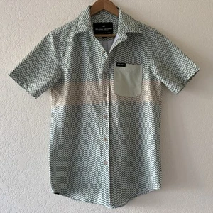 Belong Designs Button Down Short Sleeve Shirt Mens Small Stretch Lightweight - Picture 1 of 11