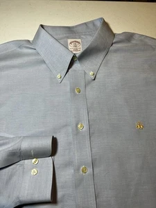 Brooks Brothers Supima 346 Shirt Men 2XL XXL Blue Non Iron Long Sleeve Button - Picture 1 of 4