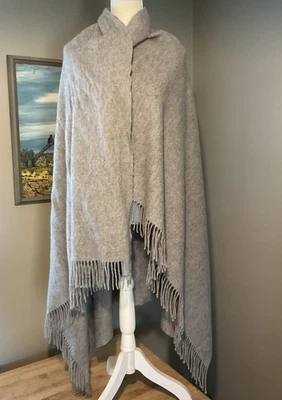 "Mantón suave gris lana cachemir abrigo granate colina 47 x 61"" cálido acogedor" Foto 1 de 4