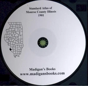 Monroe County Illinois 1901 Atlas Plat Genealogia storia Columnia Waterloo IL CD - Foto 1 di 2