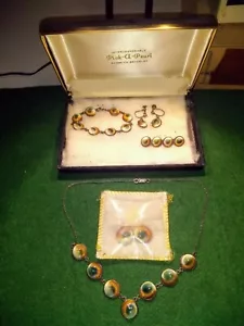 Antique/Victorian Estate Find Operculum Shell Sterling Silver Complete set. - Picture 1 of 8