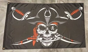 Fahne Flagge Pirat blutige Säbel mit Hut - 90 x 150 cm - Bild 1 von 3