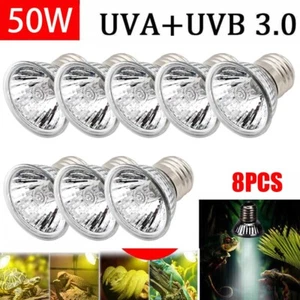 8PCS UVA+UVB 50W Reptile Heat Basking Light Bulb Lamp For Tortoise Lizard Turtle - Picture 1 of 19