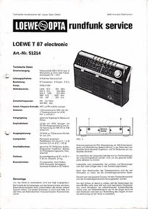Service Manual-Anleitung für Loewe T 87 Electronic - Picture 1 of 1