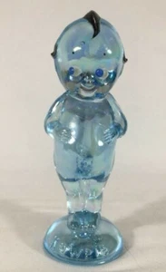 RARE Signed Painted 1981 Blue Iridescent Kewpie Glass Doll EB - Picture 1 of 12