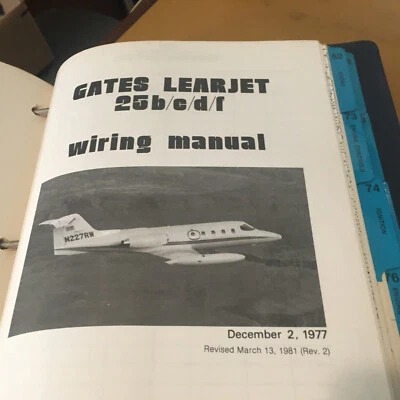 Cableado Gates Learjet 25B, 25C, 25D, 25F Manua1 Foto 1 de 4