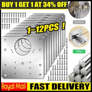 Kitchen Cupboard Door Hinge Repair Kit Plate and Fixing Screws Cabinet Hinges UK - Picture 1 of 20