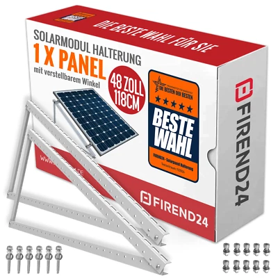 FIREND24 2x PV Halterung 118cm Solarpanel Solarmodul 0°-90° Aufständerung Photovoltaik 0%