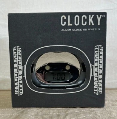 Clocky Alarm Clock On Wheels Chrome Extra Loud for Heavy Sleeper Moving Rolling - Image 1 of 4