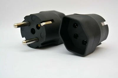 Reise-Adapter Deutschland auf Schweiz Schukostecker Steckdose Netzadapter CH DE - Bild 1 von 4