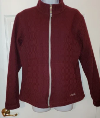 Sherpa Adventure Jacket Sweater Maroon Wool Knit Fleece Interior Full Zip Large - Image 1 of 4