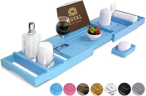 Bandeja caddy azul de lujo para bañera, bandeja de baño y cama para una o dos personas, jabón gratis - Imagen 1 de 6