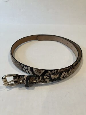 Cinturón Ann Taylor para mujer, delgado, en relieve, cuero de reptil con hebilla dorada, mediano Foto 1 de 4