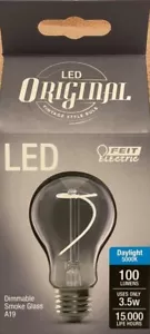 Feit Electric 3.5-Watt "Vintage Style" Smoke Glass Visible Filament A19 Bulb - Picture 1 of 2