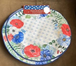 Stars & Stripes Set of 4 Americana Floral Red White blue Placemats New - Picture 1 of 2