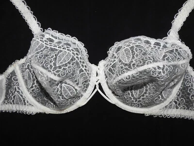 LEJABY 1553 SUJETADOR CON AROS TRANSPARENTE DE LUJO ENCAJE BLANCO EU/85B EE. UU./38B FR/100B Foto 1 de 4