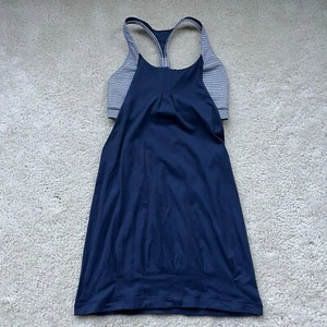 Lululemon Athletica Practice Freely Tank in Navy White Gingham - Size 4 - EUC - Picture 1 of 6