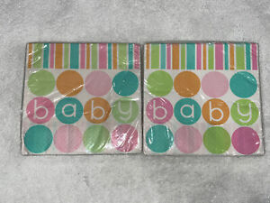 Lot of 2 Baby Shower Pastel Napkins 32 Count 2 Ply Beverage Napkins NEW