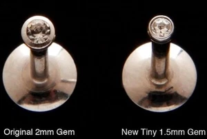 1 Stck. 16 G 8 mm/10 mm WINZIG 1,5 MM KLAR CZ EDELSTEIN INNENGEWINDE MONROES LABRET  - Bild 1 von 2